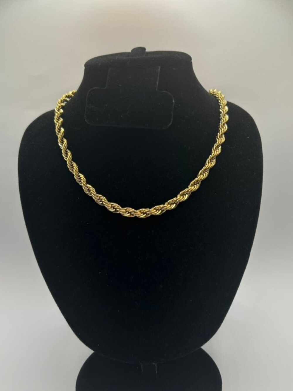 18k Real Gold Rope Chain Plated Necklace 6mm 16 Inch Womens Cute Non Tarnish